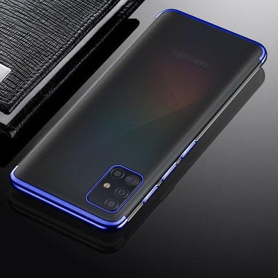 Clear Color Case Gel TPU Electroplating frame Cover for Samsung Galaxy A72 4G blue — Hurtel