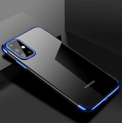 Clear Color Case Gel TPU Electroplating frame Cover for Samsung Galaxy A72 4G blue — Hurtel