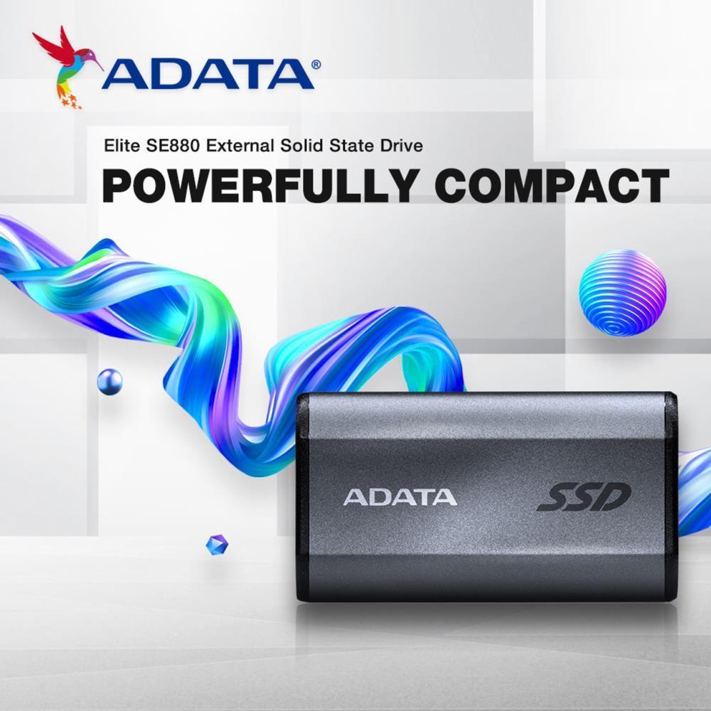 External SSD ADATA SE880 4TB USB-C Write speed 2000 MBytes/sec Read speed 2000 MBytes/sec AELI-SE880-4TCGY