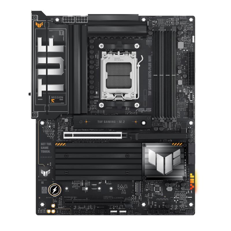Mainboard ASUS AMD X870 SAM5 ATX Memory DDR5 Memory slots 4 2xPCI-Express 4.0 16x 1xPCI-Express 5.0 16x 4xM.2 1xHDMI 1xUSB 2.0 7xUSB 3.2 2xUSB-C 1xRJ45 5xAudio port TUFGAMINGX870-PLUSWIFI