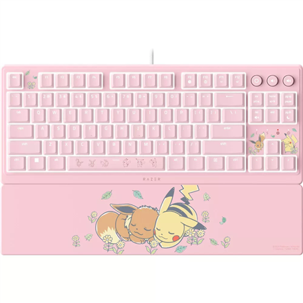 Razer Ornata V3 Tenkeyless | Gaming keyboard | Wired | US | Razer Mecha-Membrane Switches | Wrist Rest | Pikachu Eevee E