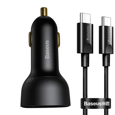 Baseus Superme fast car charger USB / USB Type C 100W PPS Quick Charge Power Delivery + USB cable Type C 100W (20V/5A) 1m bla