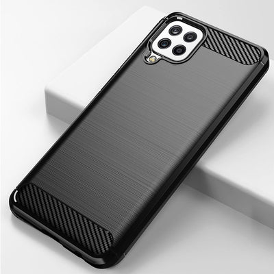 Carbon Case Flexible Cover TPU Case for Samsung Galaxy A22 4G black — Hurtel