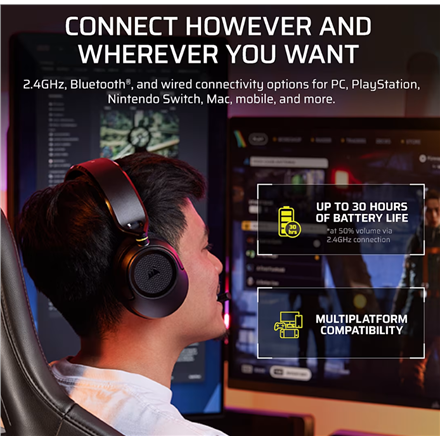 Corsair Gaming Headset | HS35 v3 | Bluetooth | Over-Ear | Microphone | Carbon | Wireless