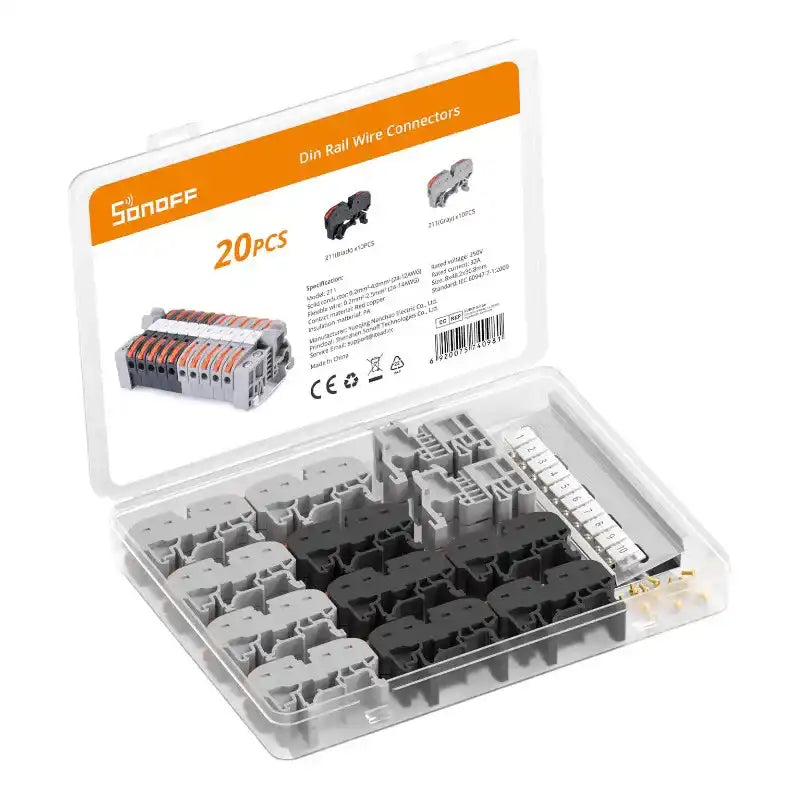DIN Rail wire connector Sonoff set (20 pcs) - Image 1