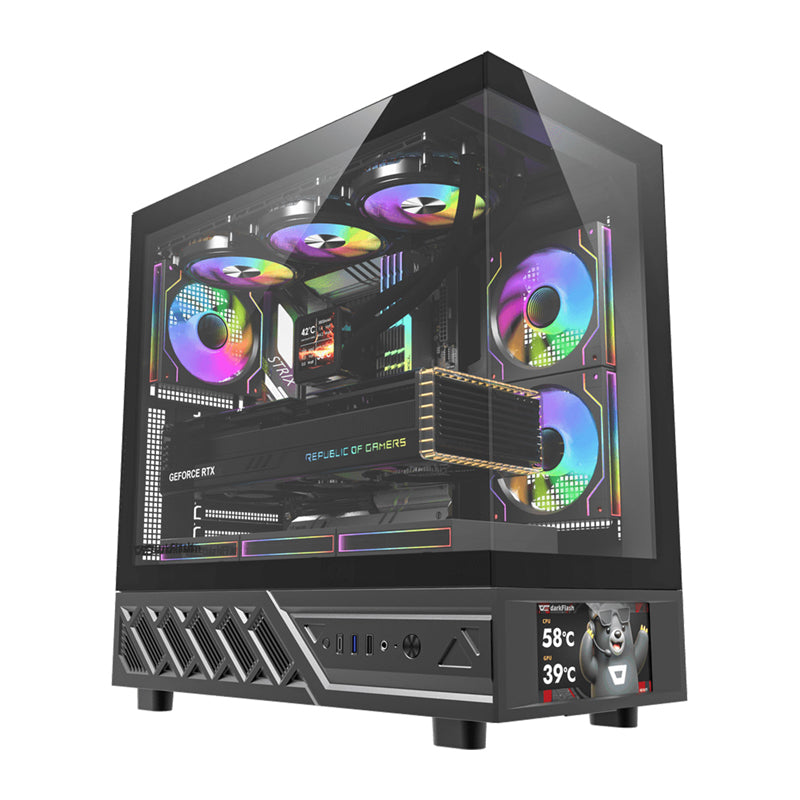 DarkFlash DS950V computer case with display (black) + 6 fans - Image 1