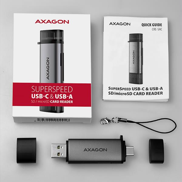 CARD READER USB-C+USB3.2 2SLOT/SD/MICROSD CRE-SAC AXAGON