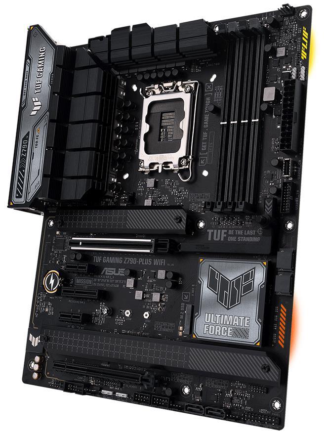 Mainboard ASUS Intel Z790 LGA1700 ATX Memory DDR5 Memory slots 4 2xPCI-Express 3.0 1x 1xPCI-Express 4.0 4x 1xPCI-Express 4.0 16x 1xPCI-Express 5.0 16x 4xM.2 1xHDMI 1xDisplayPort 6xUSB 3.2 2xUSB-C 1xOptical S/PDIF 1xRJ45 5xAudio port TUFGAMINGZ790-PLUSWIFI