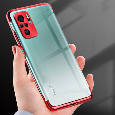 Clear Color Case Gel TPU Electroplating frame Cover for Xiaomi Redmi Note 10 5G / Poco M3 Pro black — Hurtel