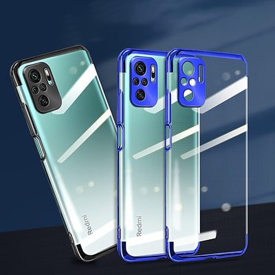 Clear Color Case Gel TPU Electroplating frame Cover for Xiaomi Redmi Note 10 5G / Poco M3 Pro black — Hurtel