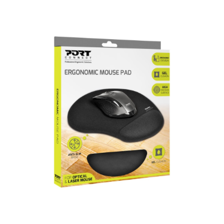 PORT CONNECT | Ergonomic Mouse Pad | 200 x 230 x 20 mm | Black