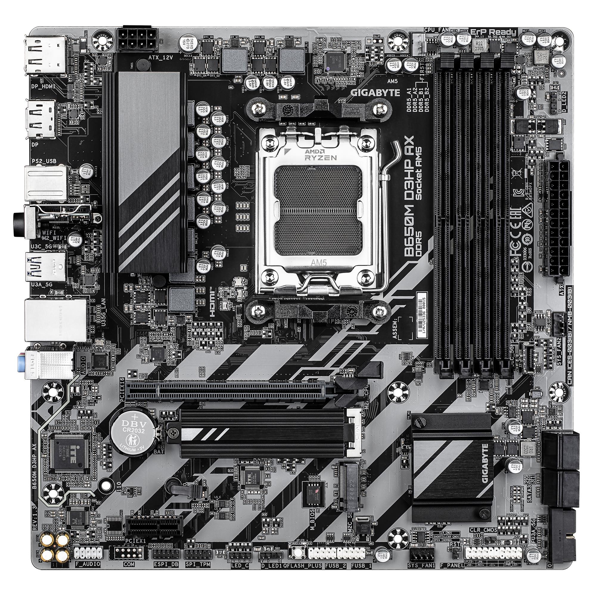 Mainboard GIGABYTE AMD B650 SAM5 Micro-ATX Memory DDR5 Memory slots 4 B650MD3HPAX1.3