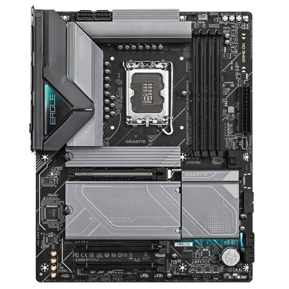 Mainboard GIGABYTE Intel Z890 LGA1851 ATX Memory DDR5 Memory slots 4 2xPCI-Express 4.0 4x 1xPCI-Express 5.0 16x 4xM.2 1xDisplayPort 4xUSB 2.0 5xUSB 3.2 1xUSB-C 1xRJ45 3xAudio port Z890EAGLEWIFI7