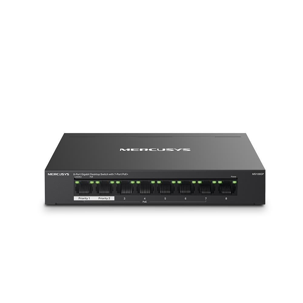 Switch MERCUSYS MS108GP Desktop/pedestal 8x10Base-T / 100Base-TX / 1000Base-T PoE+ ports 7 MS108GP