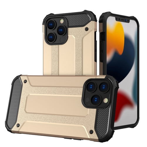 Hybrid Armor Case Tough Rugged Cover for iPhone 13 Pro golden — Hurtel