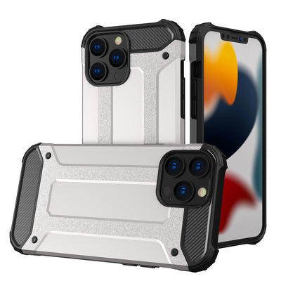 Hybrid Armor Case Tough Rugged Cover for iPhone 13 Pro silver — Hurtel