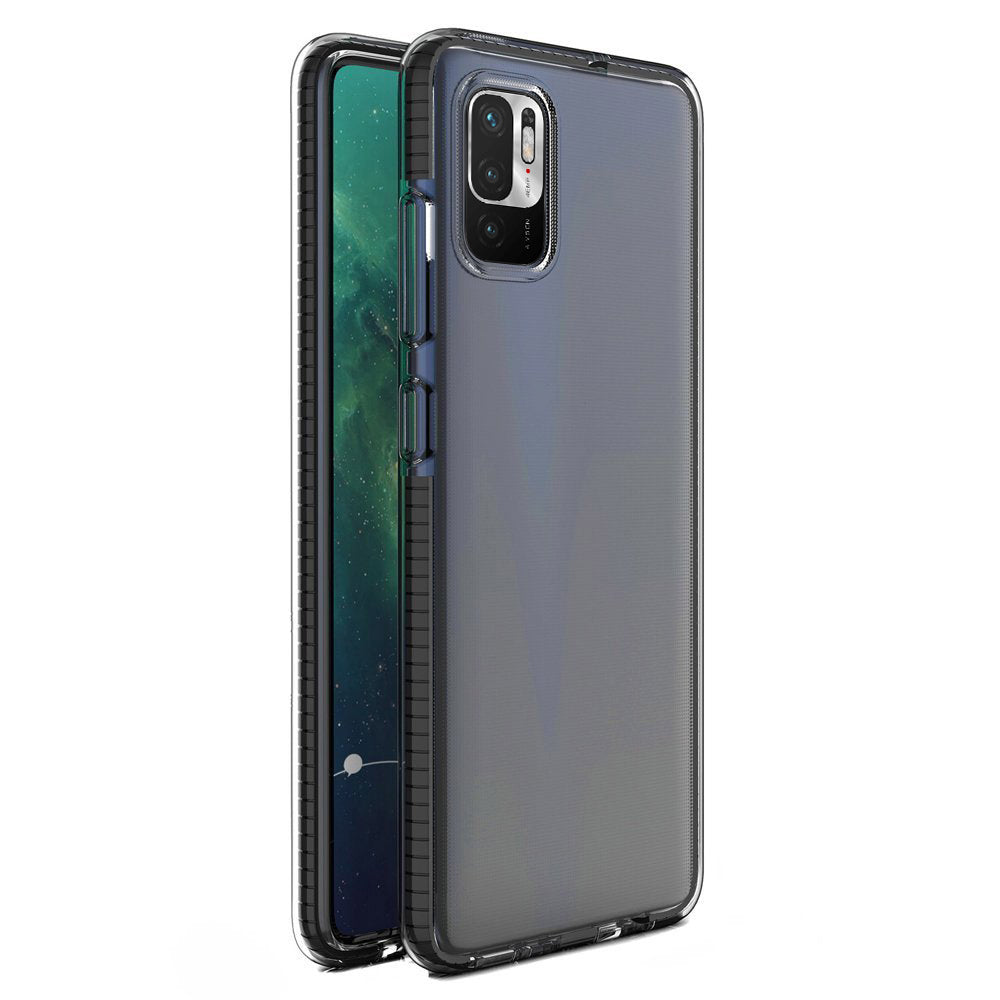 Spring Case clear TPU gel protective cover with colorful frame for Xiaomi Redmi Note 10 5G / Poco M3 Pro black — Hurtel