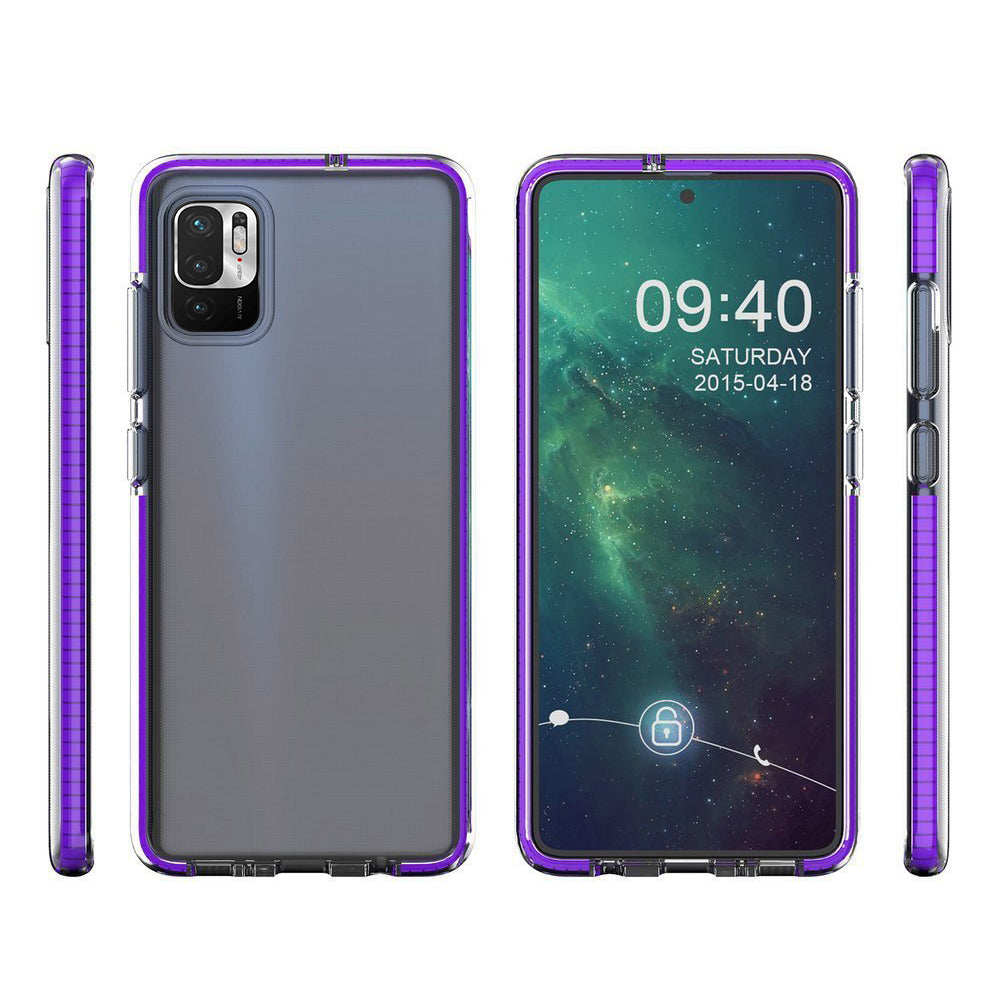 Spring Case clear TPU gel protective cover with colorful frame for Xiaomi Redmi Note 10 5G / Poco M3 Pro black — Hurtel