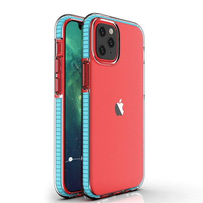 Spring Case clear TPU gel protective cover with colorful frame for iPhone 13 mini light blue — Hurtel