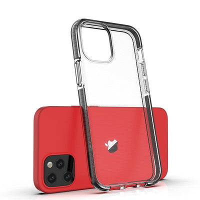 Spring Case clear TPU gel protective cover with colorful frame for iPhone 13 mini dark blue — Hurtel