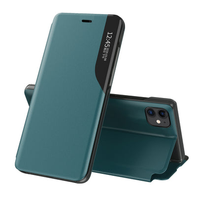 Eco Leather View Case elegant bookcase type case with kickstand for iPhone 13 Pro Max green — Hurtel