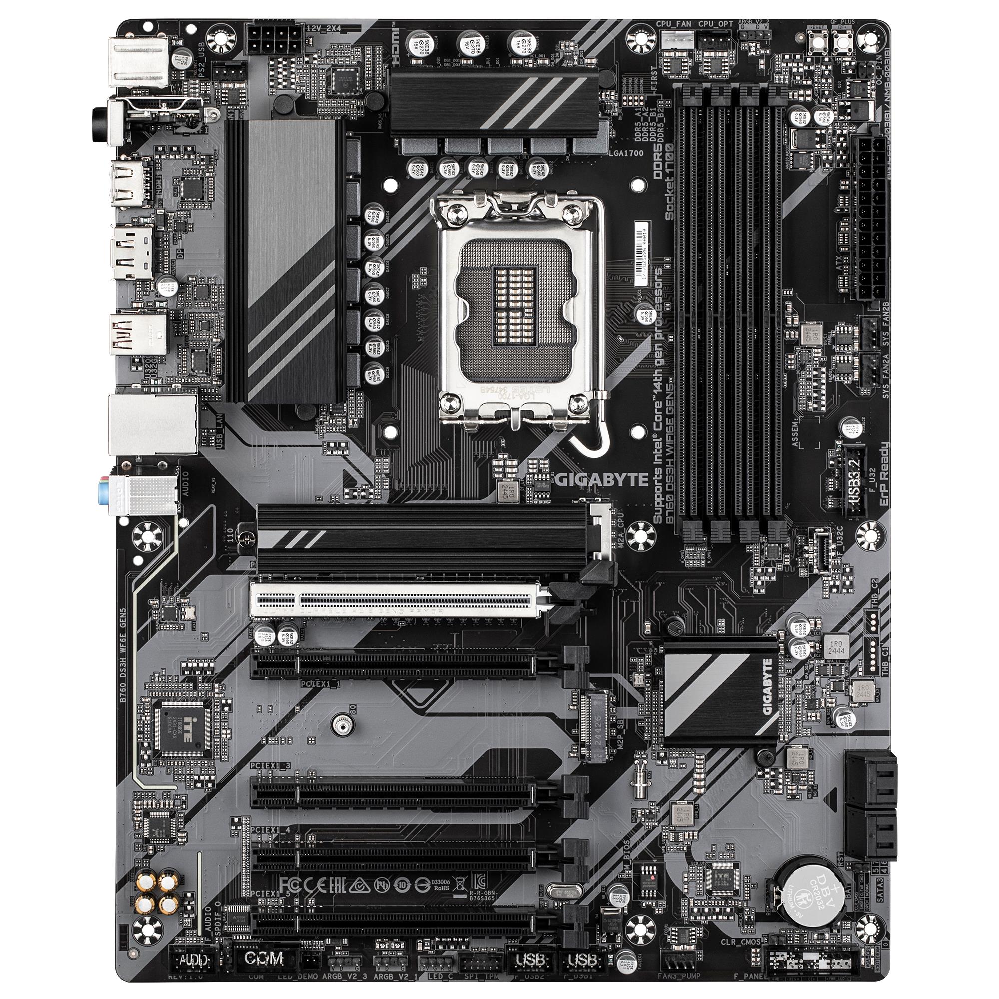 Mainboard GIGABYTE Intel B760 Express LGA1700 ATX Memory DDR5 Memory slots 4 B760DS3HWF6EGEN51.0