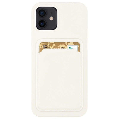 Card Case Silicone Wallet Case with Card Slot Documents for Samsung Galaxy S21 Ultra 5G white — Hurtel