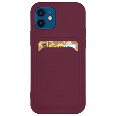 Card Case Silicone Wallet Case with Card Slot Documents for Samsung Galaxy A72 4G Burgundy — Hurtel