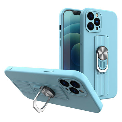 Ring Case silicone case with finger grip and stand for iPhone 11 Pro Max light blue — Hurtel