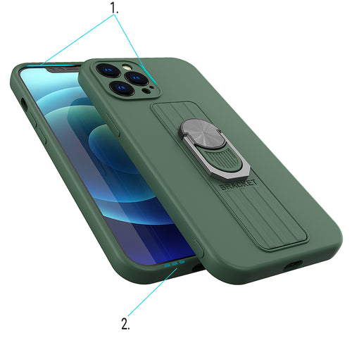 Ring Case silicone case with finger grip and stand for iPhone 12 Pro Max brown — Hurtel
