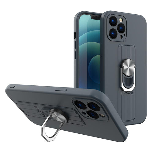 Ring Case silicone case with finger grip and stand for Samsung Galaxy S21 Ultra 5G dark blue — Hurtel