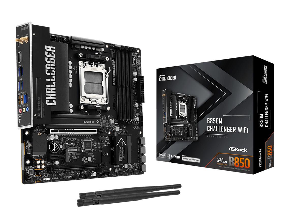 Mainboard ASROCK AMD B850 Socket AM5 micro ATX RAM DDR5-SDRAM 4xSlots Wi-Fi Yes Bluetooth Yes 1xNumber of M.2 (M) slots B850MCHALLENGERWIFI