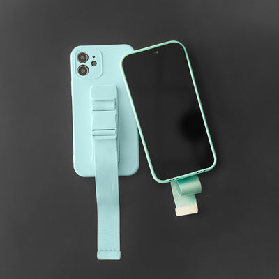 Rope case gel case with a chain lanyard bag lanyard iPhone 13 Pro Max light blue — Hurtel