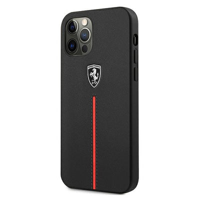 Ferrari FEOMSHCP12LBK iPhone 12 Pro Max black/black hardcase Off Track Leather Nylon Stripe