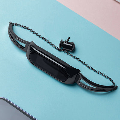 Metal bracelet for Xiaomi Mi Band 3 / 4 / 5 / 6 band strap - black — Hurtel