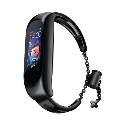 Metal bracelet for Xiaomi Mi Band 3 / 4 / 5 / 6 band strap - black — Hurtel
