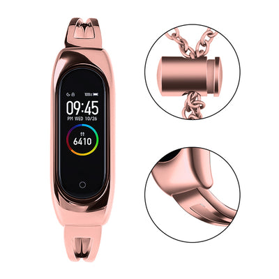 Metal bracelet for Xiaomi Mi Band 3 / 4 / 5 / 6 band strap - pink — Hurtel