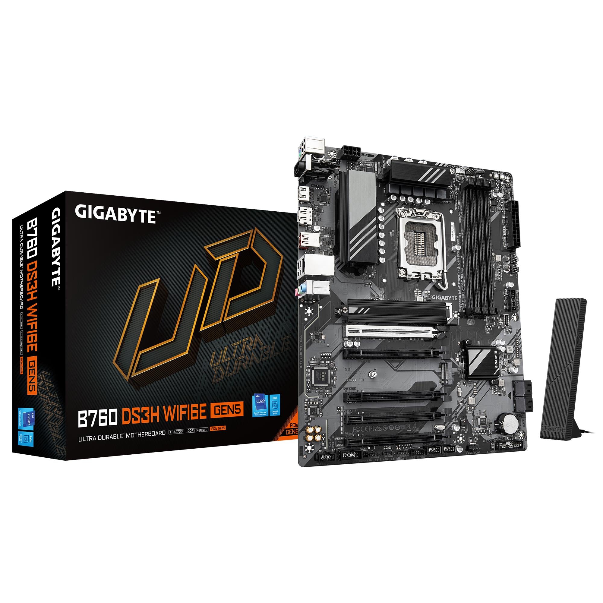 Mainboard GIGABYTE Intel B760 Express LGA1700 ATX Memory DDR5 Memory slots 4 B760DS3HWF6EGEN51.0