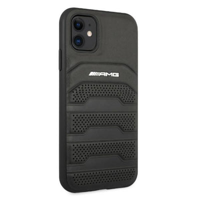 AMG AMHCN61GSEBK iPhone 11 6.1 "black / black hardcase Leather Debossed Lines — Mercedes