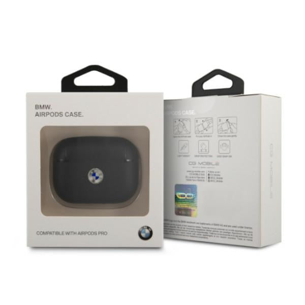 BMW Genuine Leather Silver Logo AirPods Pro Case - Black