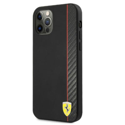 Ferrari FESAXHCP12LBK iPhone 12 Pro Max 6.7" black/black hardcase On Track Carbon Stripe