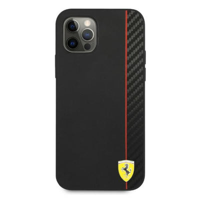 Ferrari FESAXHCP12LBK iPhone 12 Pro Max 6.7" black/black hardcase On Track Carbon Stripe