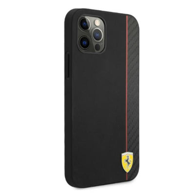 Ferrari FESAXHCP12LBK iPhone 12 Pro Max 6.7" black/black hardcase On Track Carbon Stripe