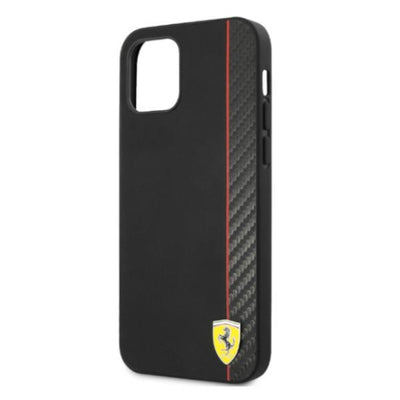 Ferrari FESAXHCP12LBK iPhone 12 Pro Max 6.7" black/black hardcase On Track Carbon Stripe
