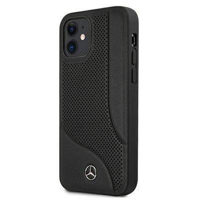 Mercedes Leather Perforated Area Case for iPhone 12 mini - Black