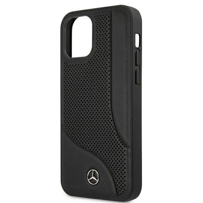 Mercedes Leather Perforated Area Case for iPhone 12 mini - Black