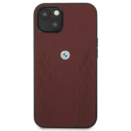 BMW Leather Curve Perforate Case for iPhone 13 - Red