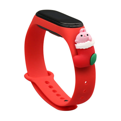 Strap Xmas for Xiaomi Mi Band 3 / 4 Christmas Silicone Strap Bracelet with Sock - Red — Hurtel