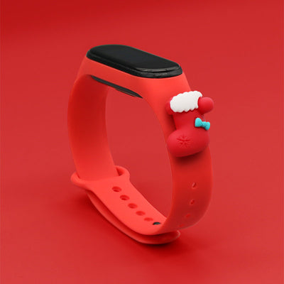 Strap Xmas for Xiaomi Mi Band 3 / 4 Christmas Silicone Strap Bracelet with Sock - Red — Hurtel