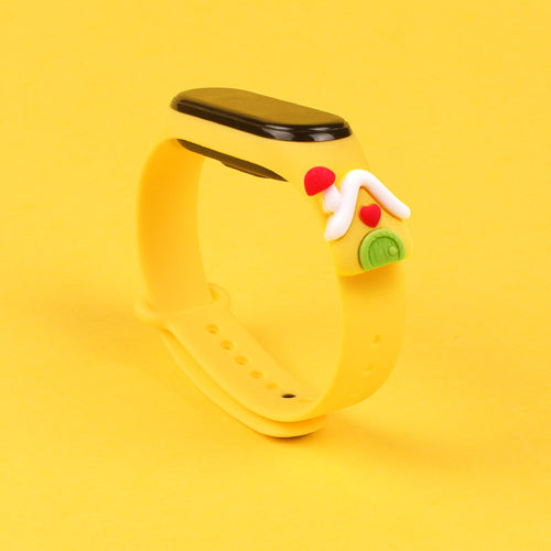 Strap Xmas for Xiaomi Mi Band 3 / 4 Christmas Silicone Strap Bracelet with House - Yellow — Hurtel
